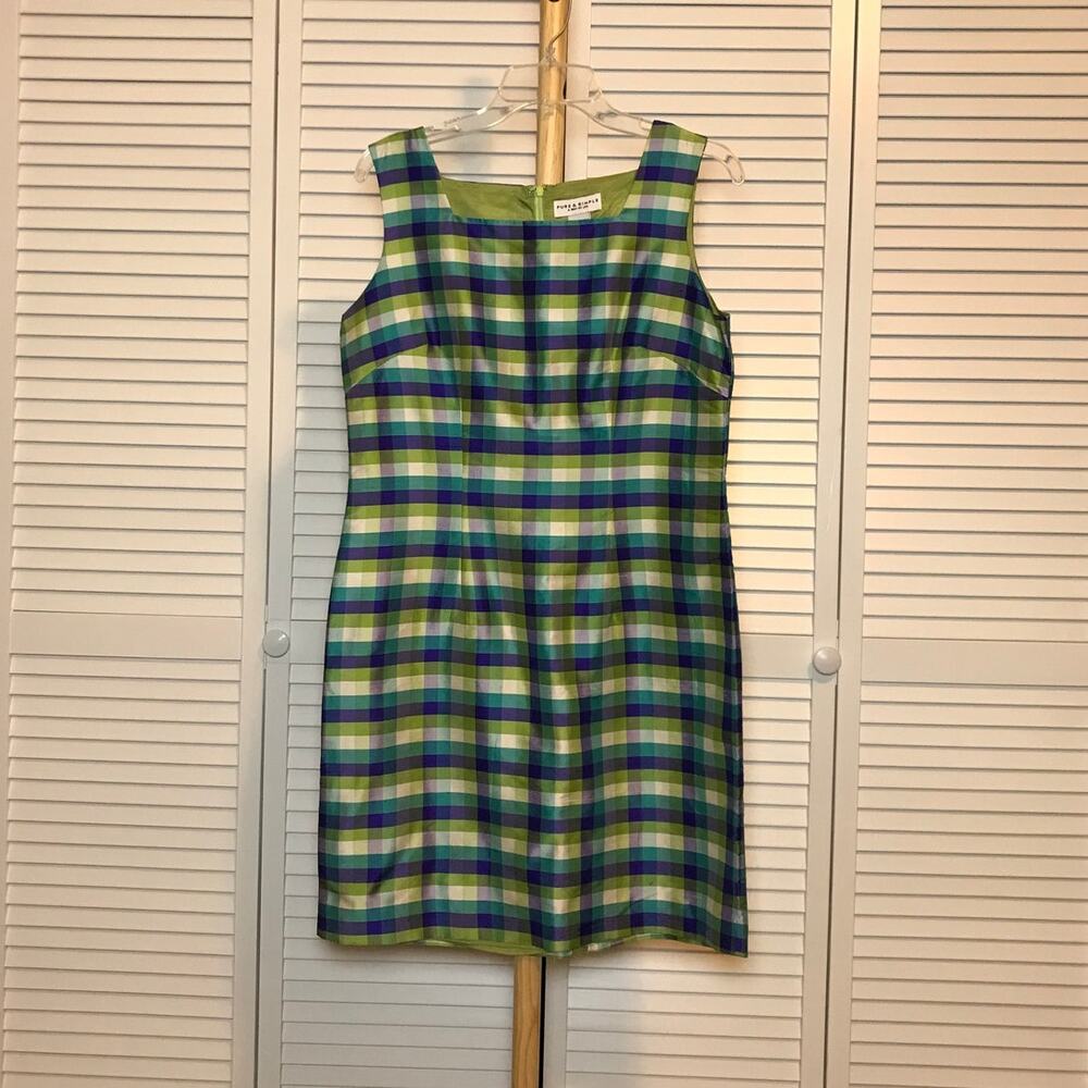 Pure & Simple Silk Vintage Square Neck Sleeveless Sheath Dress 8